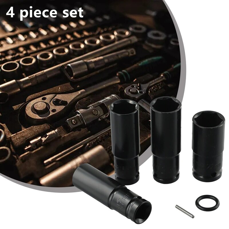 전기 임팩트 렌치 육각 소켓 헤드 키트, 사각 홀 커넥터 포함, 17-22mm, 편리한 4 개