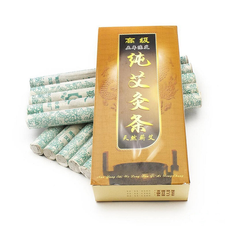 10 Buah Tongkat Bakar Gulungan Moxa Murni-Terapi Pijat Pemanas Tiongkok Tradisional untuk Anti Stres & Akupuntur Meridian Hangat