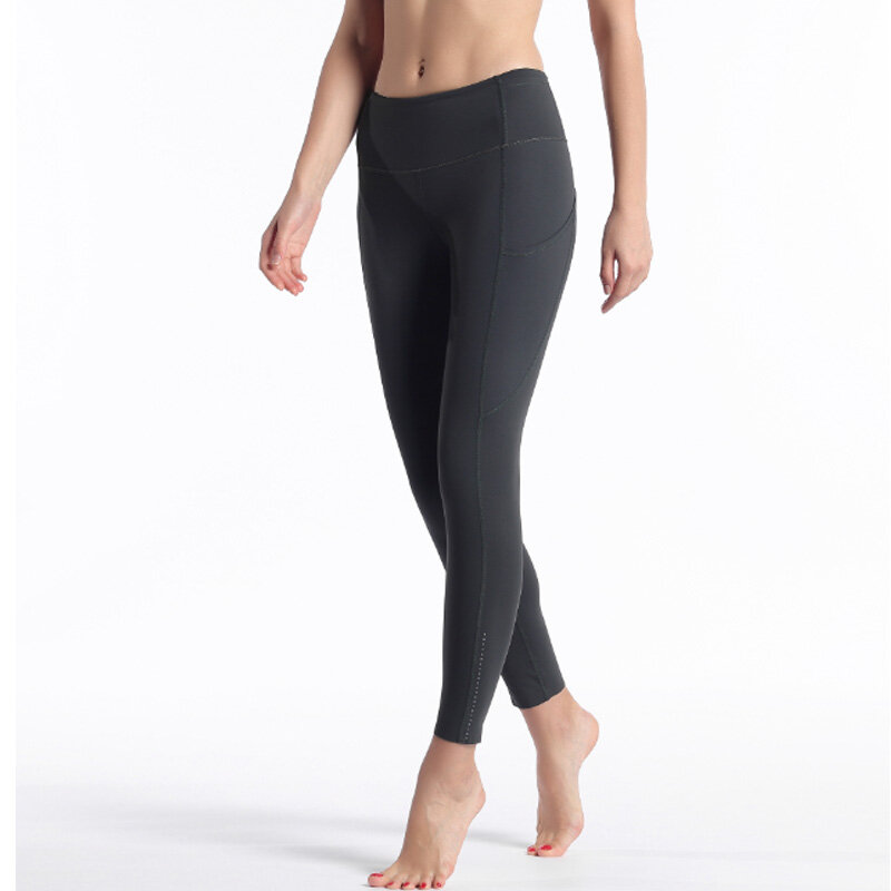 Celana wanita olahraga, celana ketat kebugaran Legging Gym olahraga anti Squat 4 arah terasa Sporty kulit kedua