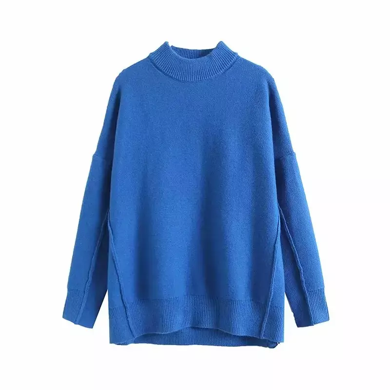 CO Women's 2023 Fashion Two-color Casual Loose Long Knit Sweater Retro Long-sleeved Round Neck Women's Coat Chic Top
