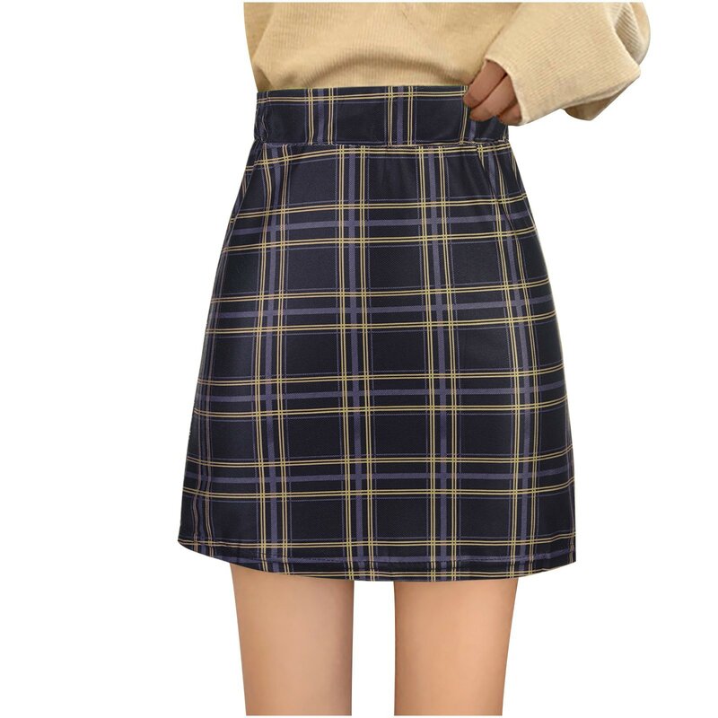 Stile coreano Slim Fashion Vintage Preppy Student Street Chic Faldas gonne eleganti donna Plaid a-line Hip-skirt All-match