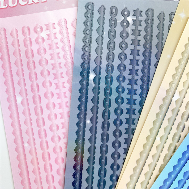 Koreaanse Ins Gestreepte Ketting Stickers Decoratieve Diy Creatieve Hand Account Handgemaakte Diy Materialen Deco Sticker Briefpapier Persoonlijke