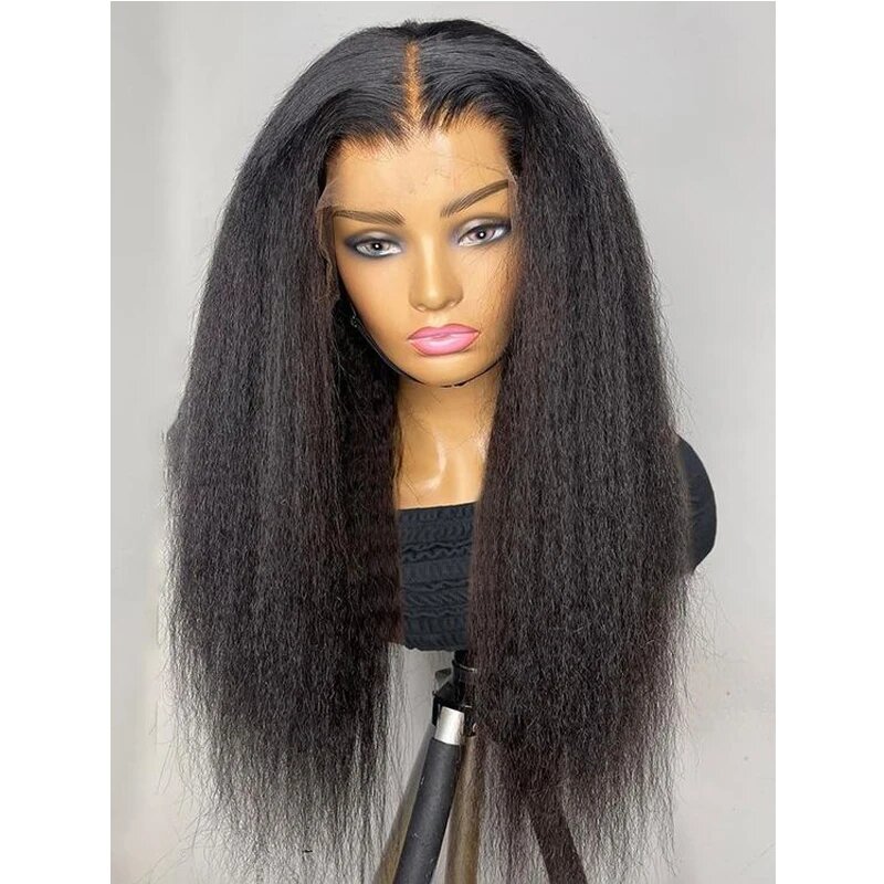 ZXBMALWIGS  Black Yaki Straight Soft Glueless 180Density Synthetic Lace Front Wig For Black Women Baby Hair Prepluck Fiber