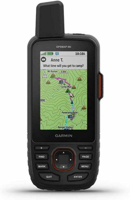 Garmin gpmap 66i, komunikator genggam GPS dan satelit, menampilkan pemetaan aktif dan teknologi inReach, Multi
