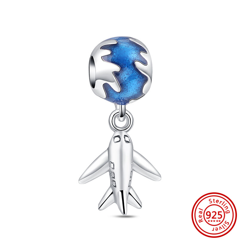Pandora – pendentif en argent massif 925, perles adaptées à la voiture, à l'avion, à la fusée, à la moto, au vélo, au bateau à voile, Original