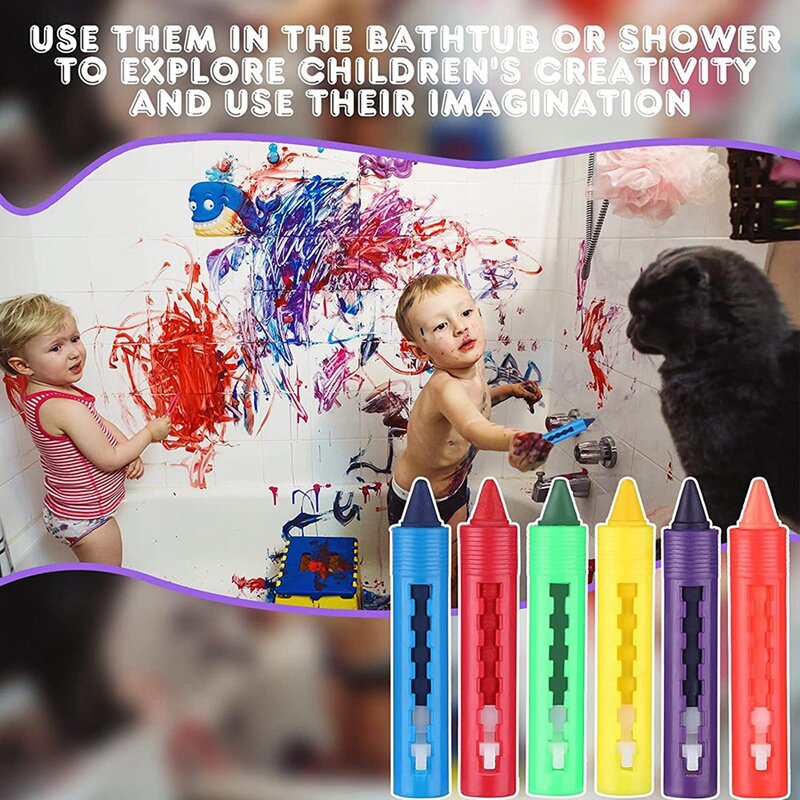 ดินสอสีสำหรับอาบน้ำในห้องน้ำของเล่นเพื่อการศึกษาสร้างสรรค์ปากกาเขียนลายเส้นลบออกได้สำหรับเด็กเล็ก