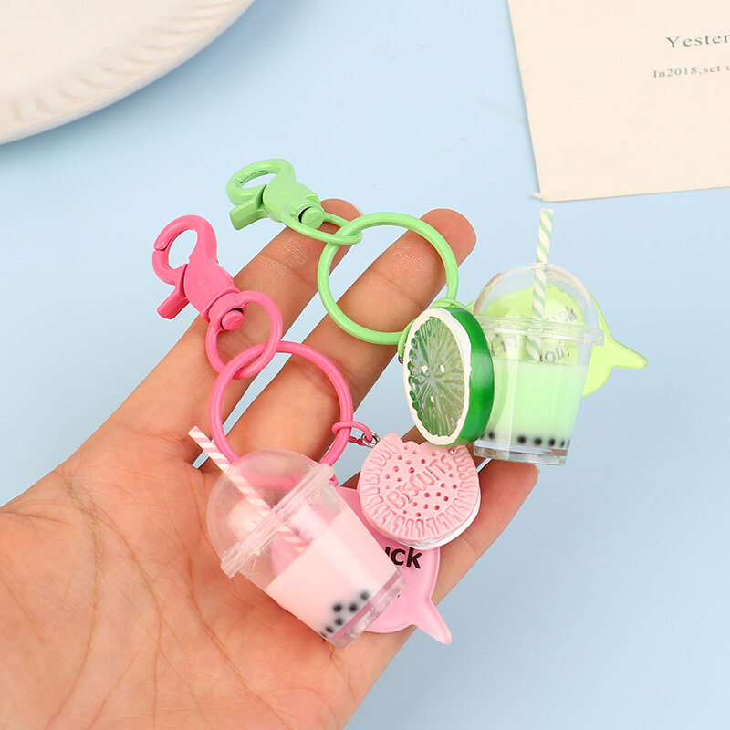 1pc kreative niedliche Schlüssel anhänger Blase Tee Keks Farbe Schlüssel ringe Freundschaft für beste Freundin Frauen Mädchen Handtasche Geschenks chmuck