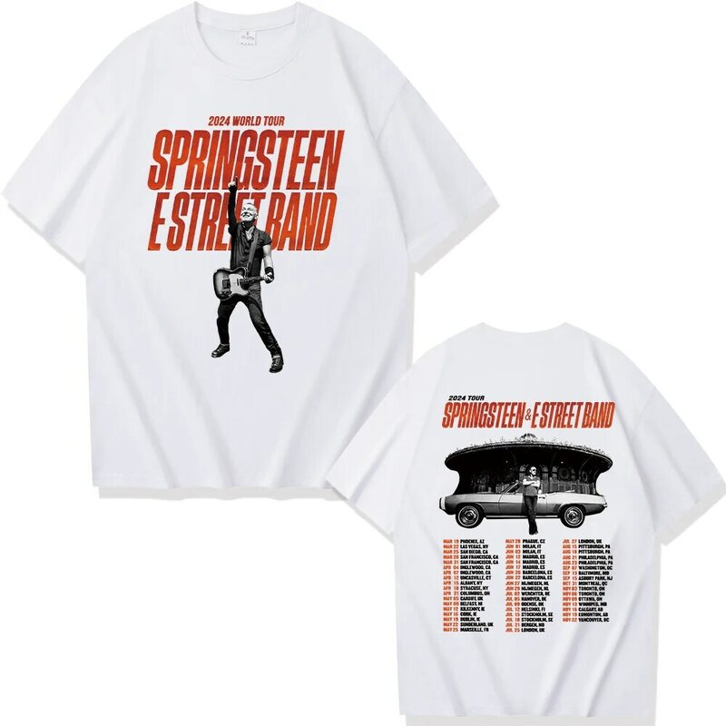 Bruce Springsteen e E Street Tour camisetas masculinas e femininas, camisas de manga curta, presente de Harajuku, verão 2024
