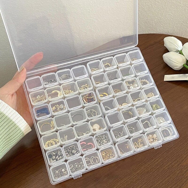 Caixa jóias portátil transparente caixa armazenamento conveniente recipiente jóias transparente adequado para brincos e