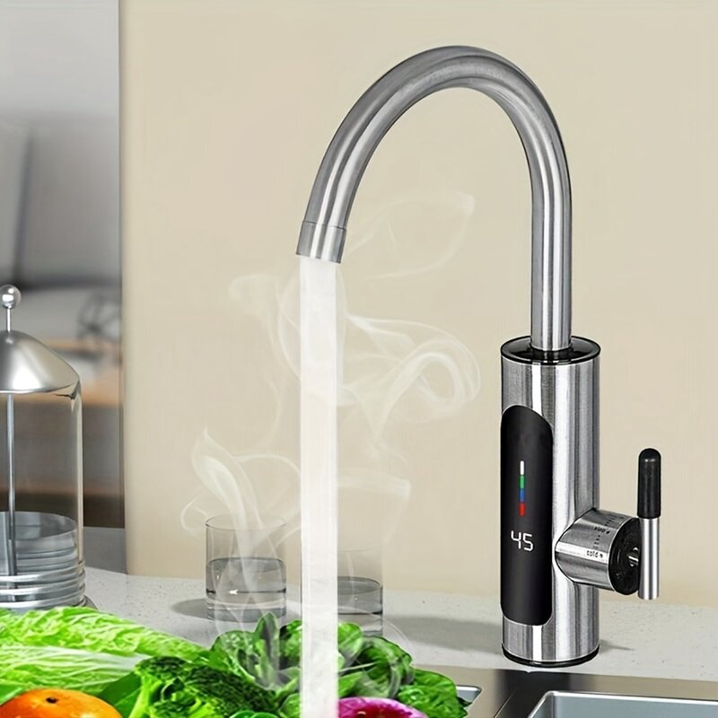 Grifo eléctrico de calefacción rápida para cocina y baño, pantalla Digital instantánea, RY-019