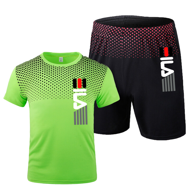 2 Pcs/Set Men's Tracksuit Gym Fitness badminton Sports Suit Clothes Running Jogging Sport Wear Exercise Workout set sportswear