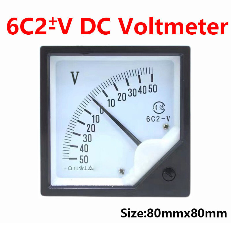 Ponteiro Tipo DC Voltímetro Positivo e Negativo, 6 C2-V, 50V, 100V, 150V, 200V, 250V