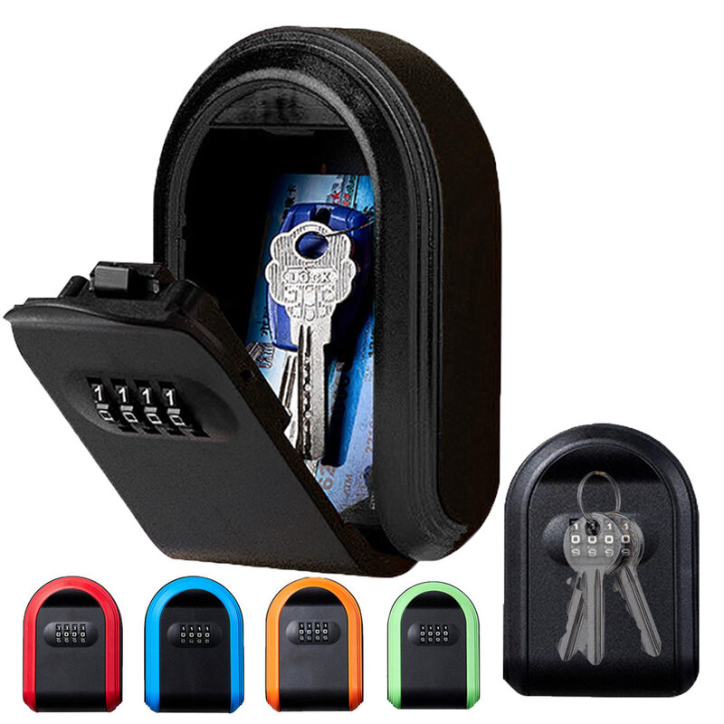 Kotak penyimpanan kunci dinding, 4 kombinasi Digital dengan kata sandi keamanan kode kunci kotak kunci untuk rumah kantor kotak penyimpanan penata