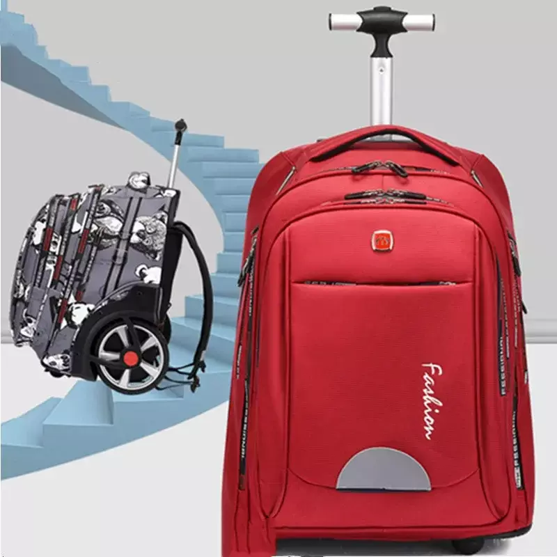 남녀공용 대형 바퀴 트롤리 가방, 학생 배낭 대형 여행 배낭, 경량 수하물 패키지, 야외 캠프 드로우 바 박스
