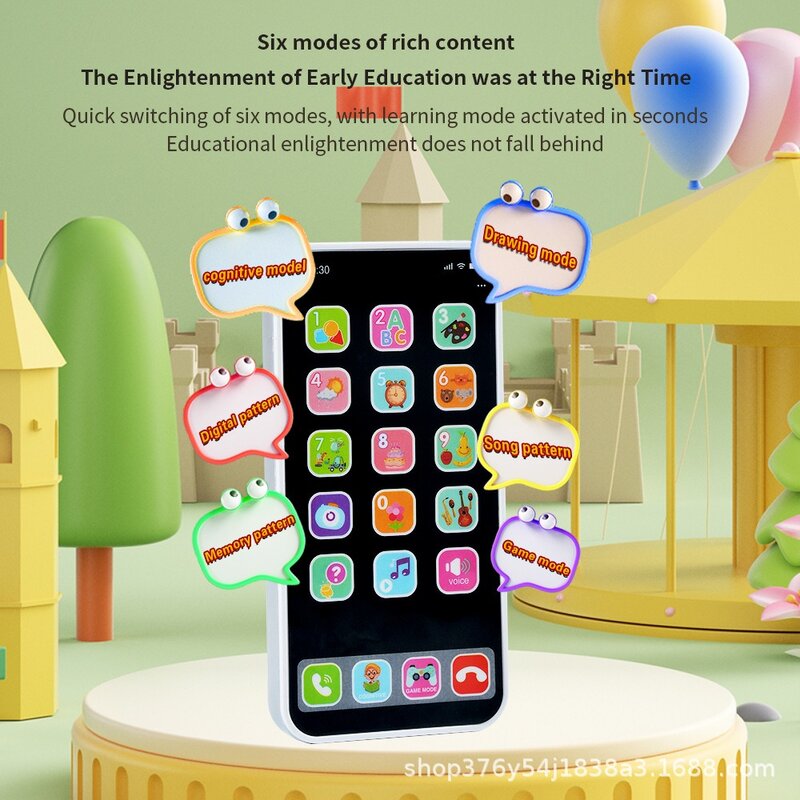 موديل iPhone محاكاة شاشة تعمل باللمس متعددة الأوضاع ، ألعاب التعليم المبكر ، الهاتف المحمول ، الموسيقى ، التنمية الفكرية ، الأطفال