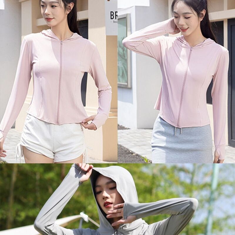 Outdoor Sports Female Sun Protection Clothing Summer Long Sleeve Thin Jackets UV Protection Ice Silk Ladies UV Protection Shirt