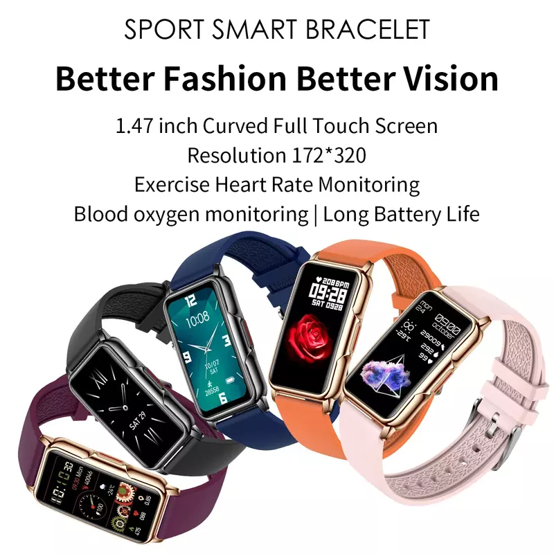 GFORDT jam tangan pintar wanita, arloji cerdas berlian Monitor detak jantung, pelacak kebugaran untuk ponsel Huawei Xiaomi