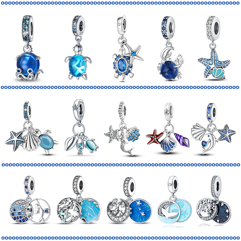 2024 New Hot Authentic 925 Sterling Silver Ocean Series Turtle Crab Charm Beads Fit Original Pandora bracciale creazione di gioielli fai da te