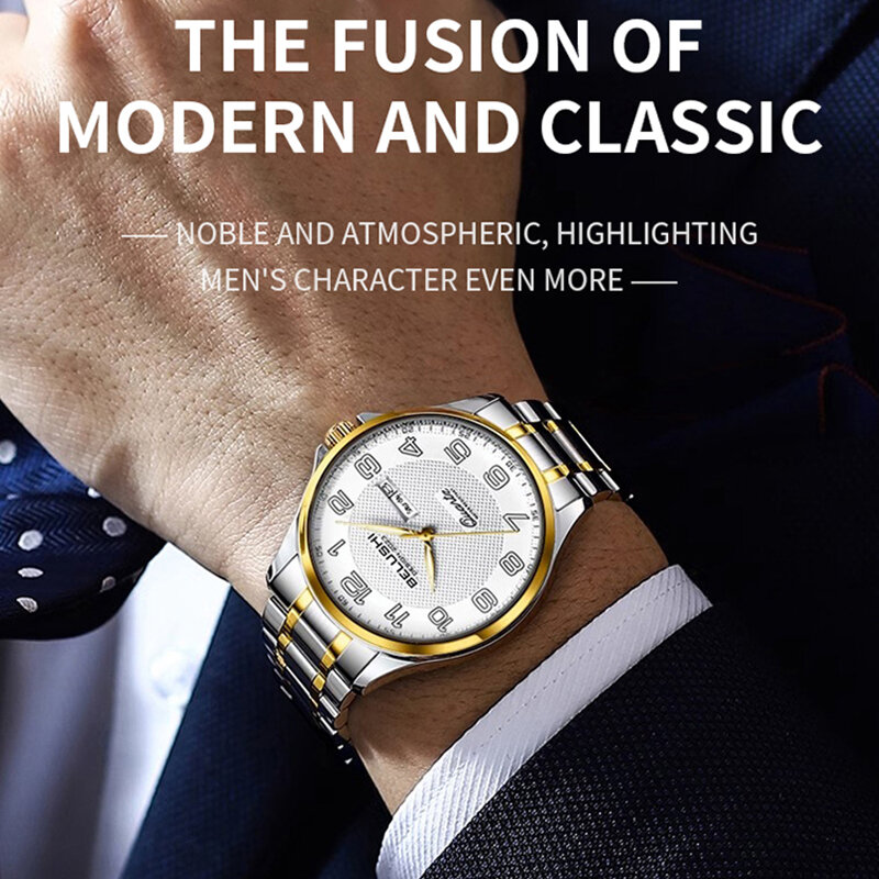 BELUSHI-Reloj de pulsera para hombre y mujer, accesorio de pulsera ultrafino y luminoso, resistente al agua, con calendario, ideal para regalo, Unisex, 2023