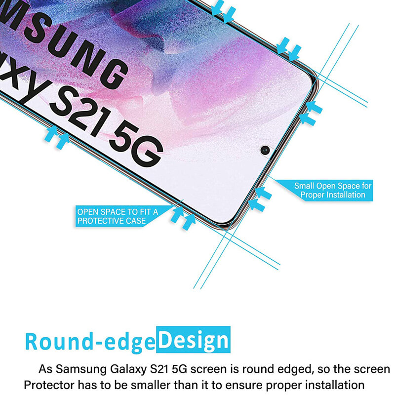 3 pezzi di vetro temperato a copertura totale sulla protezione dello schermo per Samsung S21 5G S23 S22 Plus S20 FE su vetro Samsung S21Plus S21FE