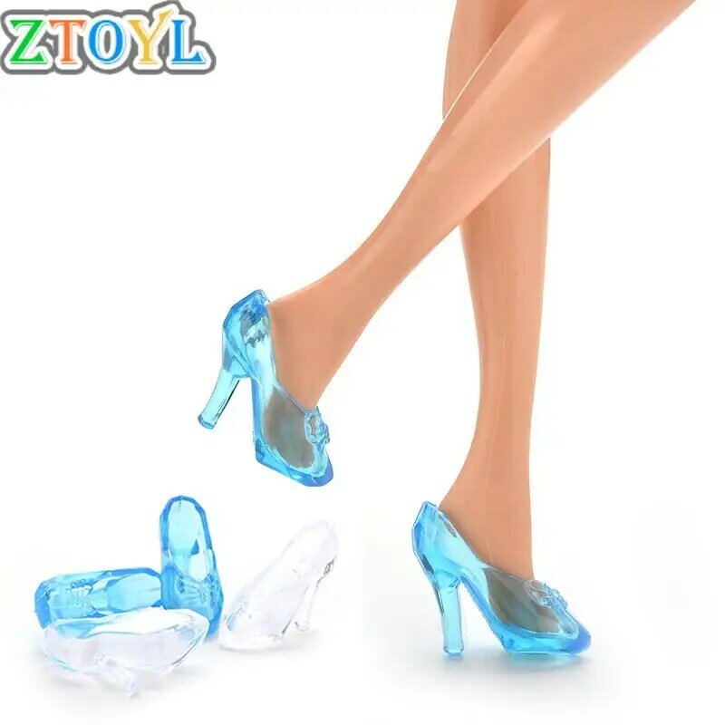 1 paio per Mini bambole giocattolo per bambini imitazione fiaba scarpe di cristallo per Mini scarpe da bambola di moda sandali con tacchi alti