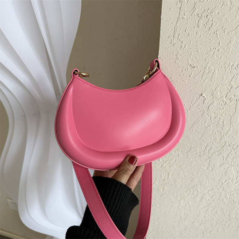 Tas bahu sadel antik wanita, tas selempang Travel PU warna polos Retro persegi untuk wanita