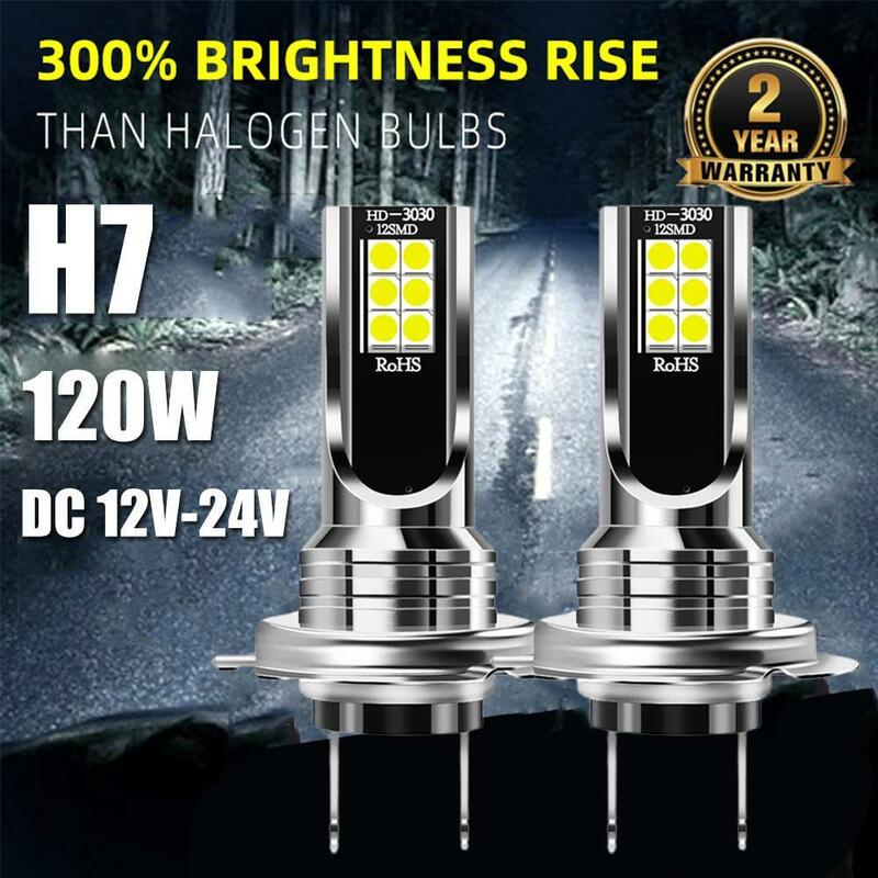2Pcs H7 Lampu Depan LED หลอดไฟ Beam Kit 12V 100W รถ LED ไฟหน้า6000K ไฟติดหน้ารถหลอดไฟ H11หมอกรถ H3