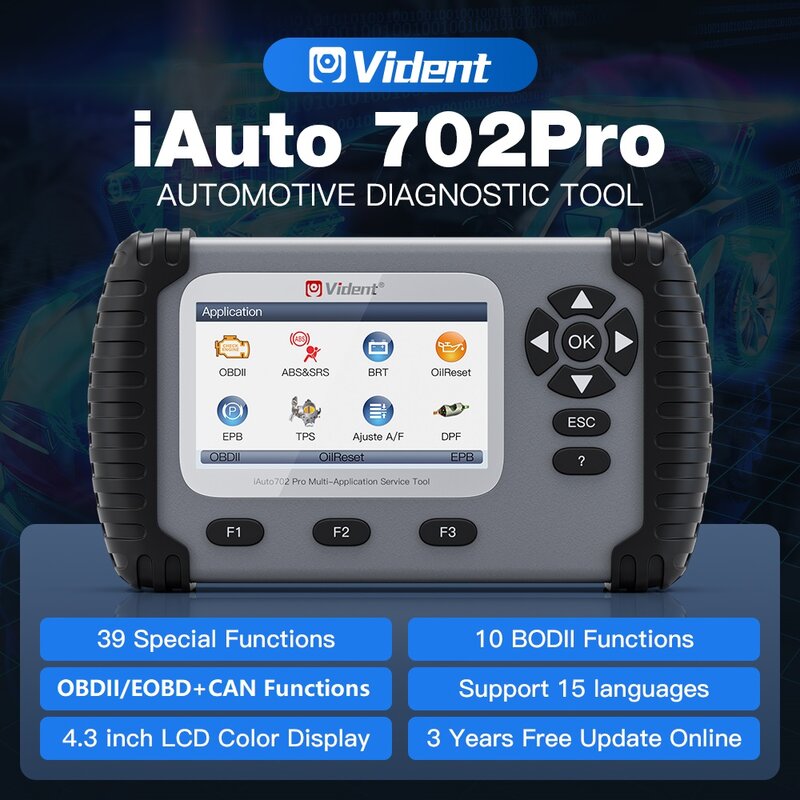 iAuto702 Pro ABS SRS Automotive Diagnostic Tool 37 Special Function ECU Coding Active Test OBD2 Scanner Free Update