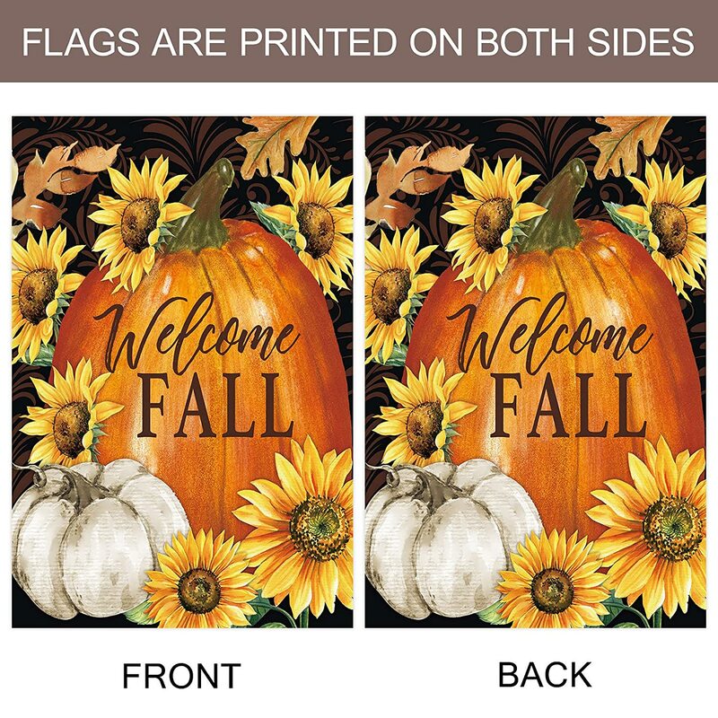 Home Decorative Welcome Fall Sunflower House Yard Outdoor Harvest Pumpkin Garden Flag Banner for Outside House Yard Home Decorat