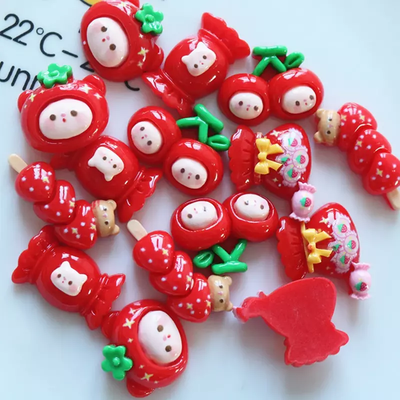 10 pezzi di caramelle rosse lucide serie di cabochon con retro piatto in resina per tornante Scrapbooking gioielli fai da te accessori per la decorazione artigianale