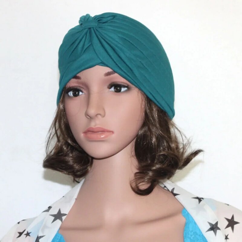 ผู้หญิงยืดหมวกชาวมุสลิมผ้าพันคอ Sleep Cap หมวก Bonnet ผมร่วง Chemo หมวกผู้ใหญ่ Head Wrap ผ้าพันคออินเดียหมวก