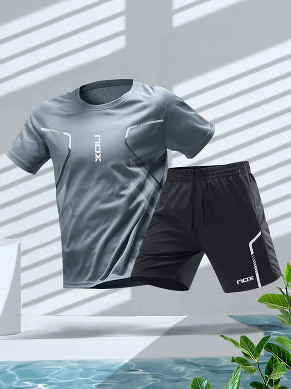 Nox-Conjunto de camiseta deportiva y pantalones cortos sueltos para hombre, ropa de entrenamiento de bádminton, fútbol, Verano