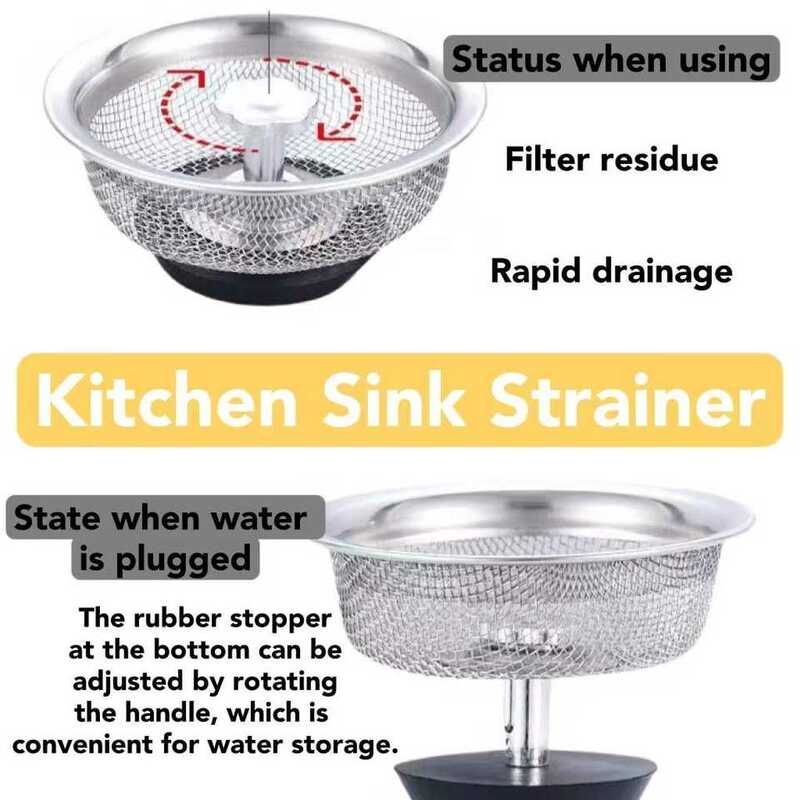 Kitchen Sink Strainer Stopper Stainless Steel Sink Filter Drain Basket Mesh Strainers Bathroom Floor Drains Waste Hole Screen