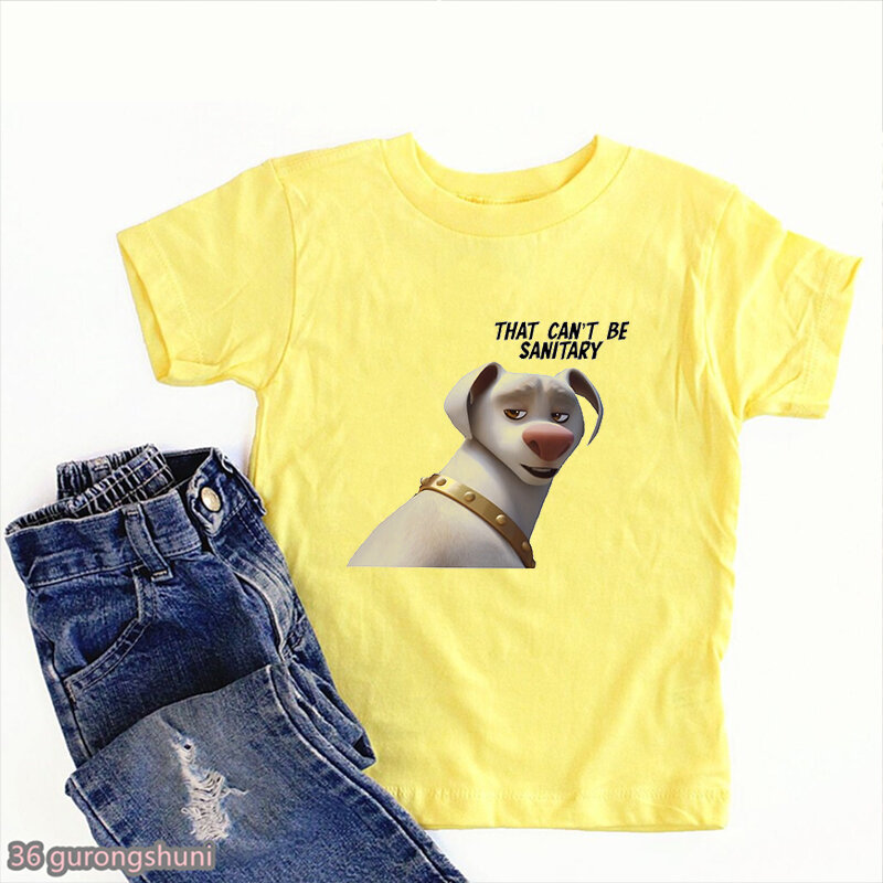 T-Shirt For Boys 2022 New Movie Dc League Of Super-Pets Cartoon T Shirt Trendy Kids Tshirt Summer Boys Clothes Yellow Shirt Tops