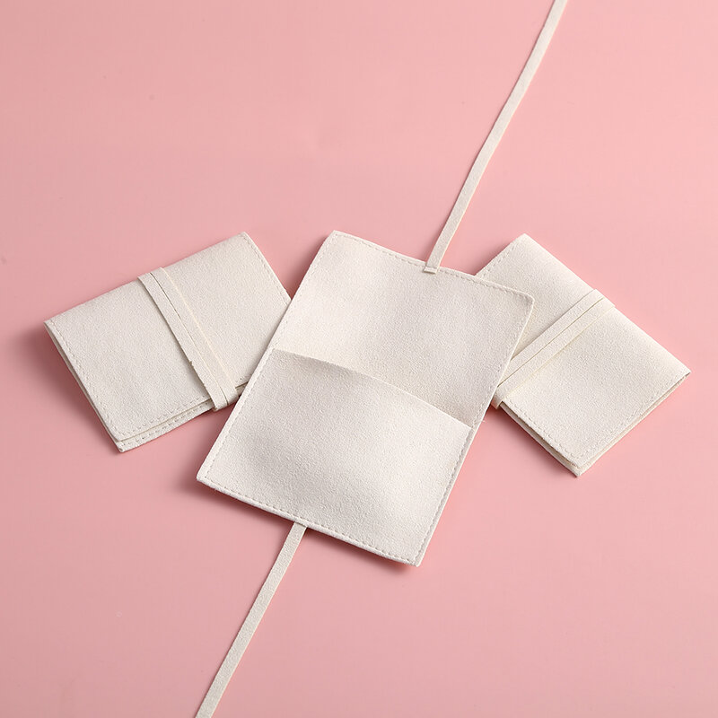 5Pcs Sieraden Bag Microfiber Sieraden Pouch Met Lint Envelop Gift Verpakking Zak Voor Ring Oorbellen Ketting Armband Hanger