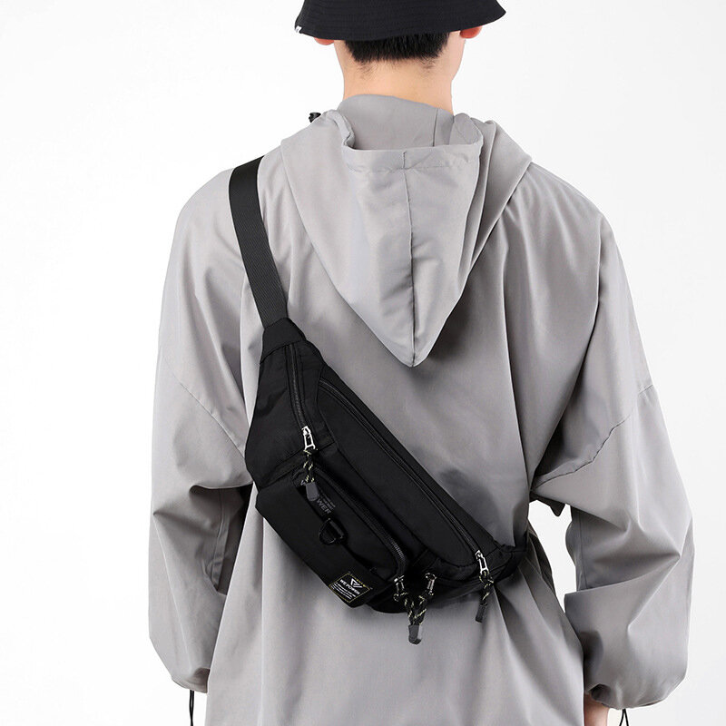 Men Waist Fanny Pack Belt Sling Chest Bag Travel Multi-Pocket Military Fashion Money Male Nylon Pouch Purse Bum Hip Bags