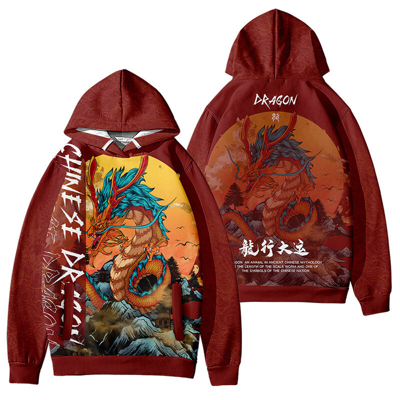 Anime Chinese Year of the Dragon Hoodie 3D Print Sweatshirts gift Boys Girls Hoodies Unisex Top Harajuku Kids Clothes