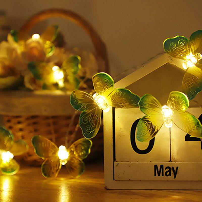 Guirnalda de luces LED para dormitorio, luces de hadas de mariposa, funciona con pilas, iluminación interior y exterior, decoración para el hogar, Decoración de cumpleaños
