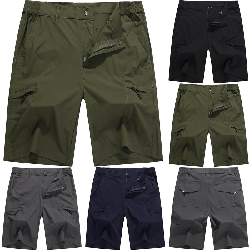 Shorts de montanhismo de secagem rápida masculino, calça cargo, capris grande, monocromático, moletom, tendência, verão