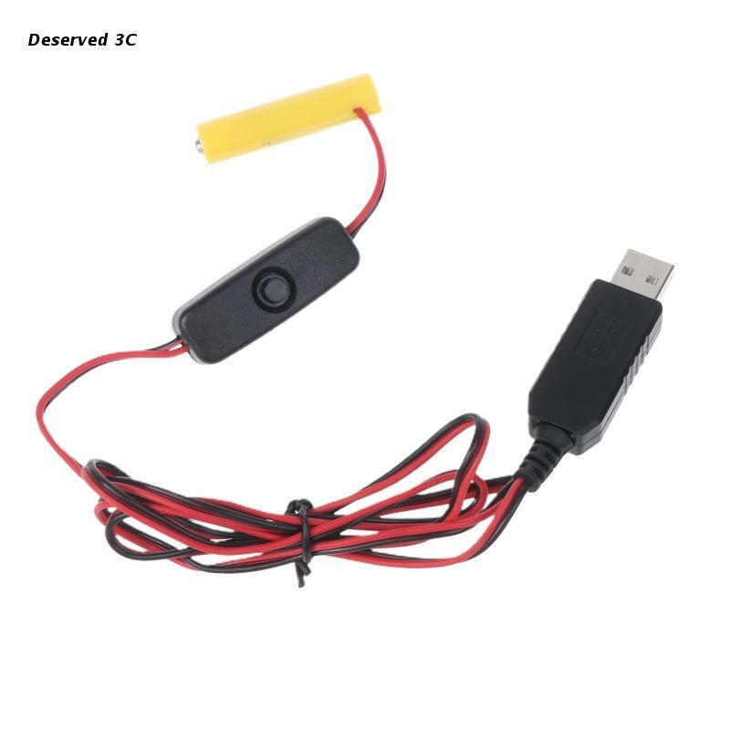 Alimentation électrique USB, 1 à 4 piles AA/AAA de remplacement, pour horloge, jouets, lumières LED avec interrupteur
