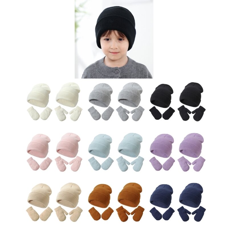 مجموعة قفازات قبعة أطفال محبوكة للشتاء للرضع والأطفال الصغار والبنات والأولاد ومستلزمات الأطفال