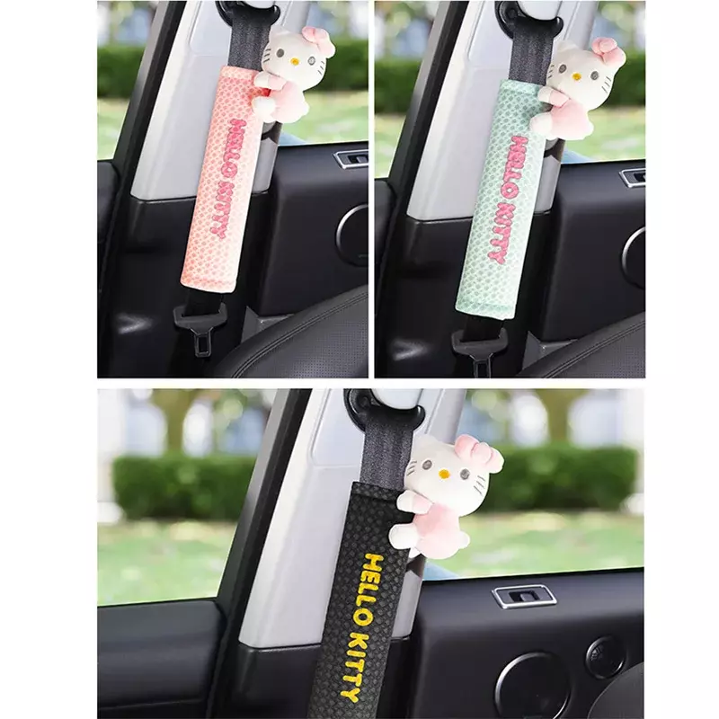 Kitty Car Seat Belts Shoulder Protectors Four Seasons Car Cartoon Safety Belt Lovely Car Interior Decoration Products Thickening
