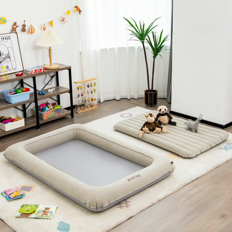 空間的なインフレータブル幼児用トラベルベッド、電気ポンプ付きポータブルブローアップベッド子供用