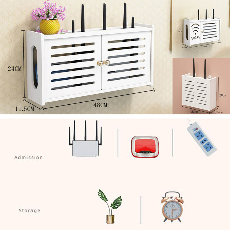 Wall-Mounted Wireless WiFi Router Shelf, Caixa De Armazenamento Para Sala De Estar, Organizador De Plástico, Suporte Para Decoração, Decoração De Casa