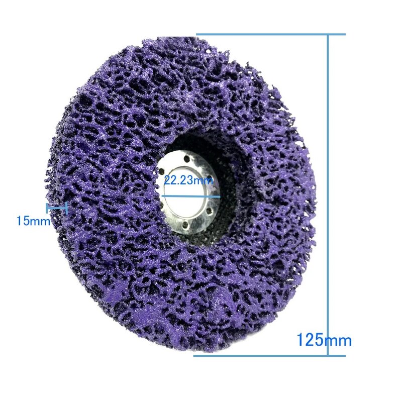 Herramientas abrasivas rueda abrasiva pintura eliminación de óxido limpieza para amoladora angular disco de tira de polietileno rueda amoladora púrpura duradera 125mm 1PC