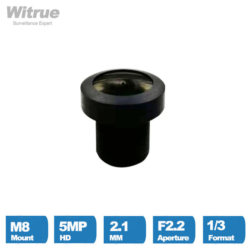 Lentes de filtro IR para câmera de segurança CCTV, lente grande angular, 2,1mm, lente M8, 5MP, F2.2, 151 graus com 650nm, 1"