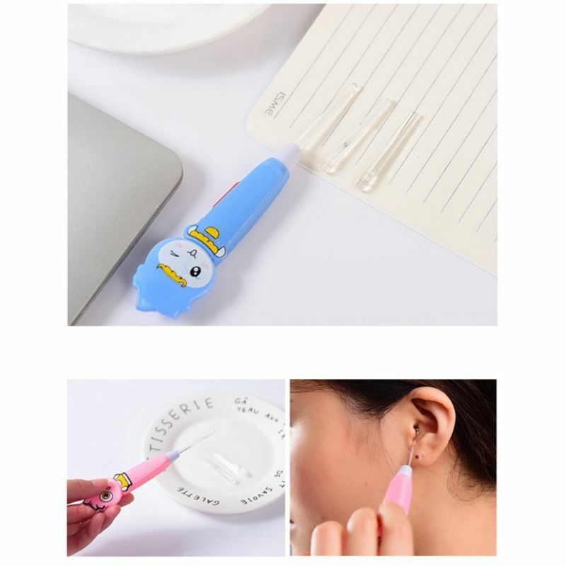 Cuchara para oreja dibujos animados LED, herramienta limpieza para niños, cera para oídos con producto ligero para recoger