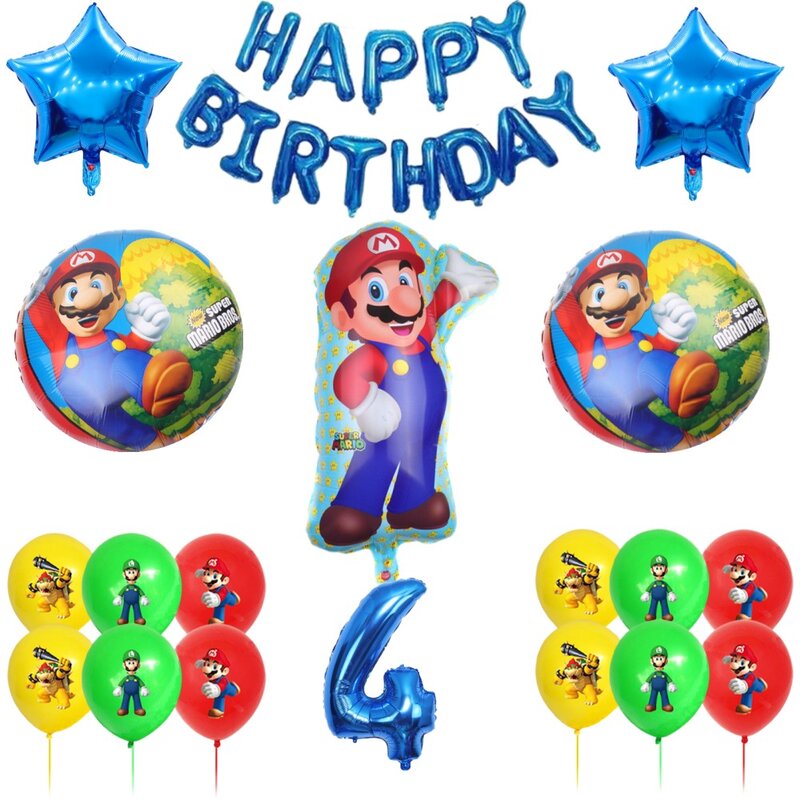 Super Brother compleanno decorazione tazze piatti tovagliolo Banner bambini Mariod Bros palloncini Cupcake Baby Shower forniture per feste decori