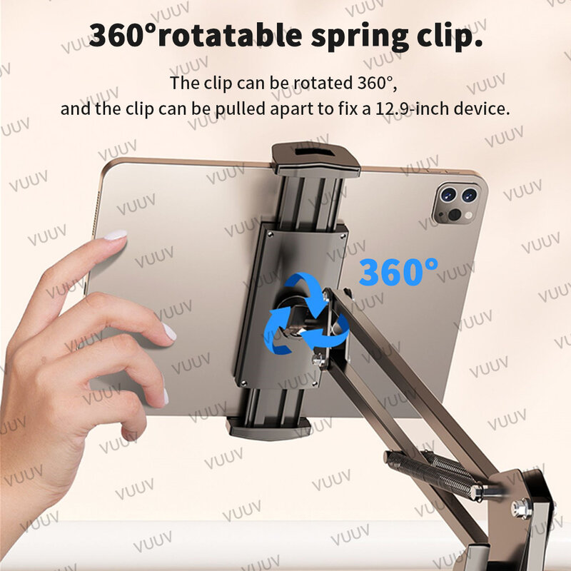 แท่นวางแท็บเล็ตปรับนอนได้สำหรับโทรศัพท์มือถือขนาด4-12.9นิ้วแท็บเล็ตที่วางแขนทำจากอลูมิเนียมสำหรับ iPad MINI