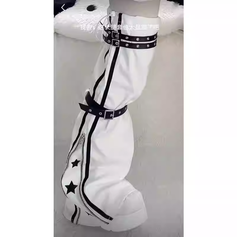 2024 Womens Y2K Japanese Cute Kawaii Chain Tie Stripe Splice Punk Strap leg covers Leg Socks Lolita Rock girl legging Knee cover